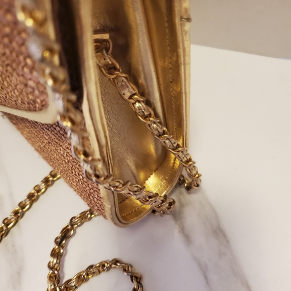 Woven Shoulder Or Crossbody Bag With Gold Chain By LaRegale - Picture 3 of 6